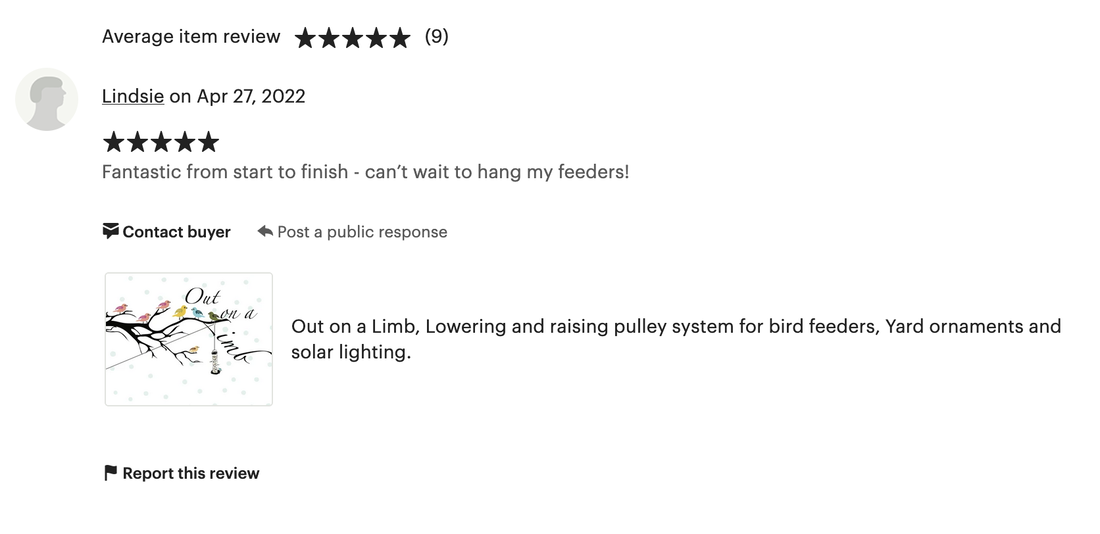 5 Star Review: Out on a Limb Pulley System for Hanging Bird Feeders