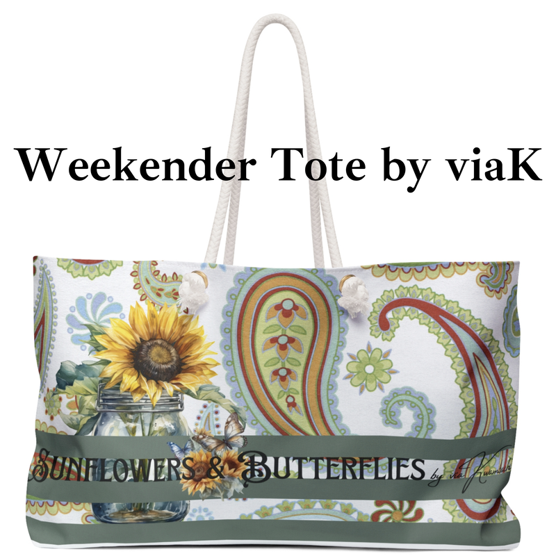 Sunflowers and Butterflies Weekender Tote from Rabbitrail Supply